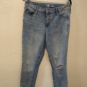 Old Navy Rockstar Distressed Super Skinny Secret High Rise Button Fly Jeans 12